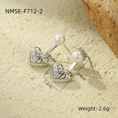 1 Pair Retro Heart Shape Plating 304 Stainless Steel Ear Studs