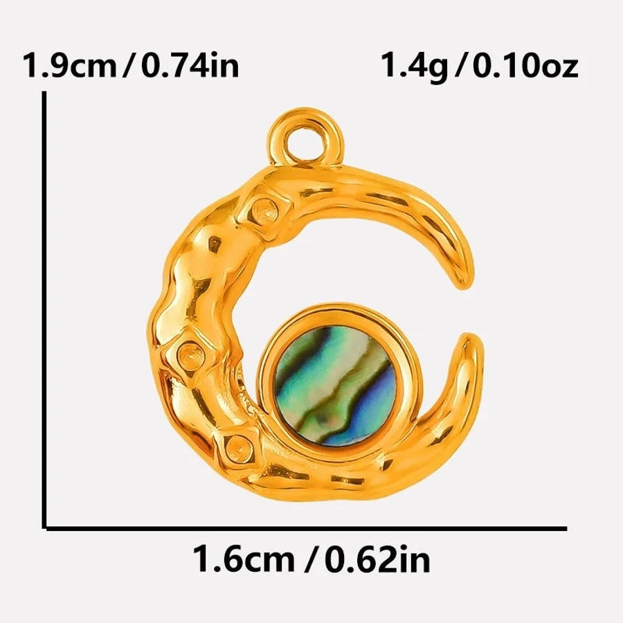 Jewelry Vintage Style Classic Style Moon 304 Stainless Steel Shell Abalone Shell 18K Gold Plated Irregular Plating Pendant Necklace