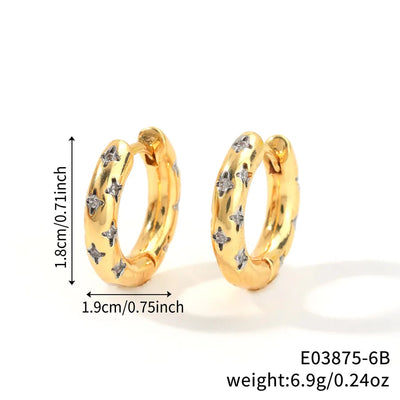 1 Pair Simple Style Shiny Solid Color Inlay Copper Zircon Rhodium Plated Earrings