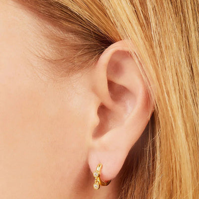 1 Piece 1 Pair 925 Sterling Silver Solid Color Zircon 18K Gold Plated White Gold Plated Earrings