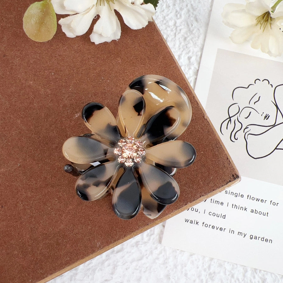 Women's Sweet Flower Acetic acid sheets Inlay Rhinestones Hair Claws