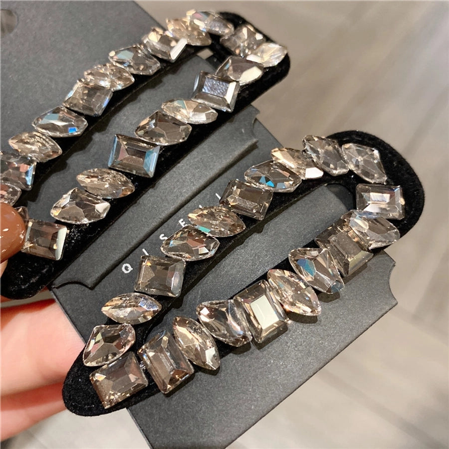 women's shiny water droplets rectangle rhinestone hair clip