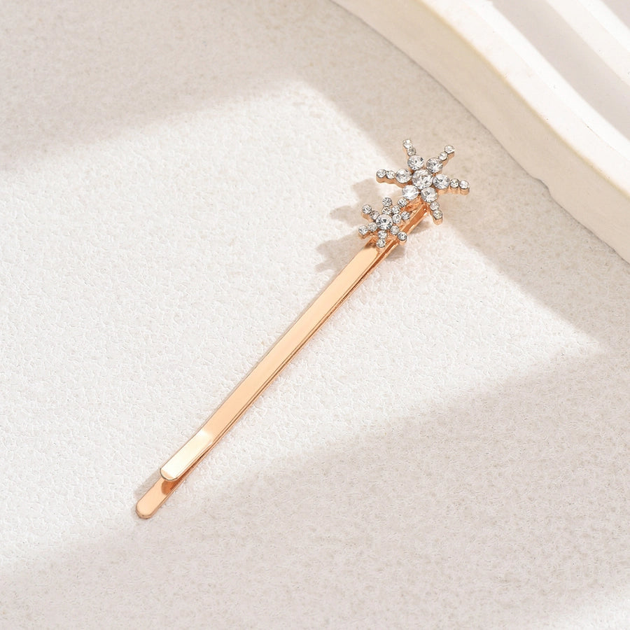 Europe and America  Hair Accessories Alloy Diamond Star Moon Barrettes Diamond Pin Snowflake Barrettes Suit