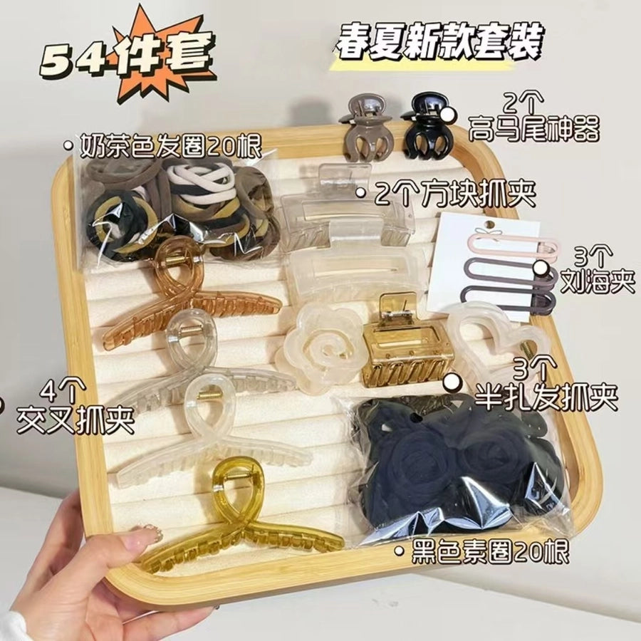 Spring and summer new 67-piece set hairpin combination hair accessories grab clip hair ring simple temperament head rope hair clip high ponytail grab