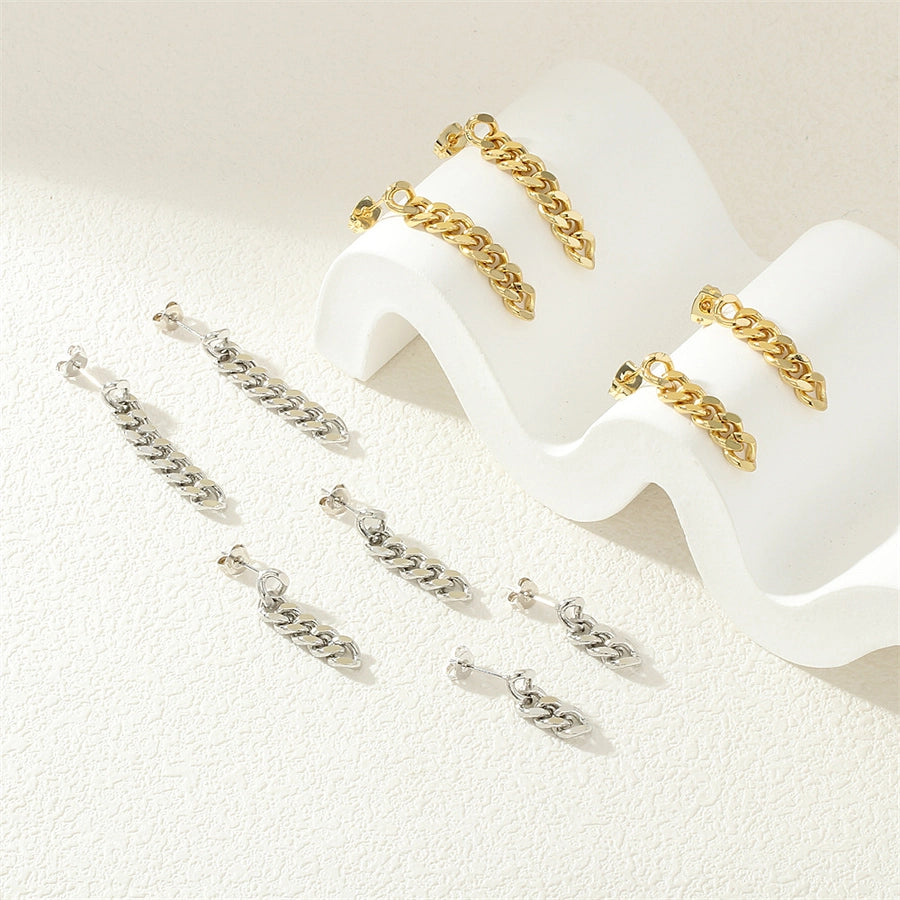 1 Pair IG Style Simple Style Commute chain Copper 18K Gold Plated Drop Earrings