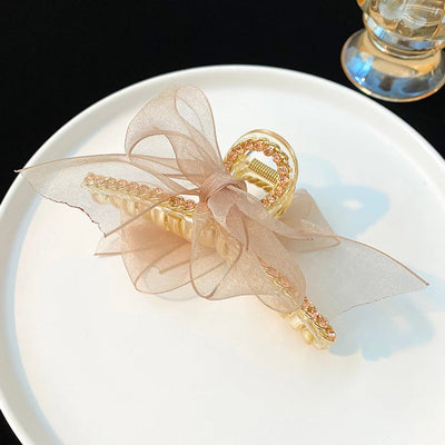 simple style solid color alloy resin hollow out hair claws