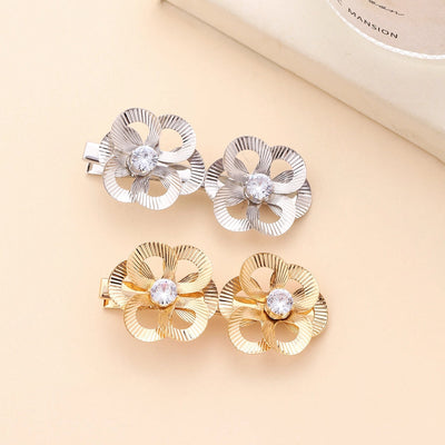 Women's Elegant Lady Baroque Style Flower Metal Plating Inlay Rhinestones Hair Clip