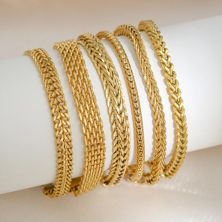 Retro Solid Color 304 Stainless Steel Bracelets In Bulk