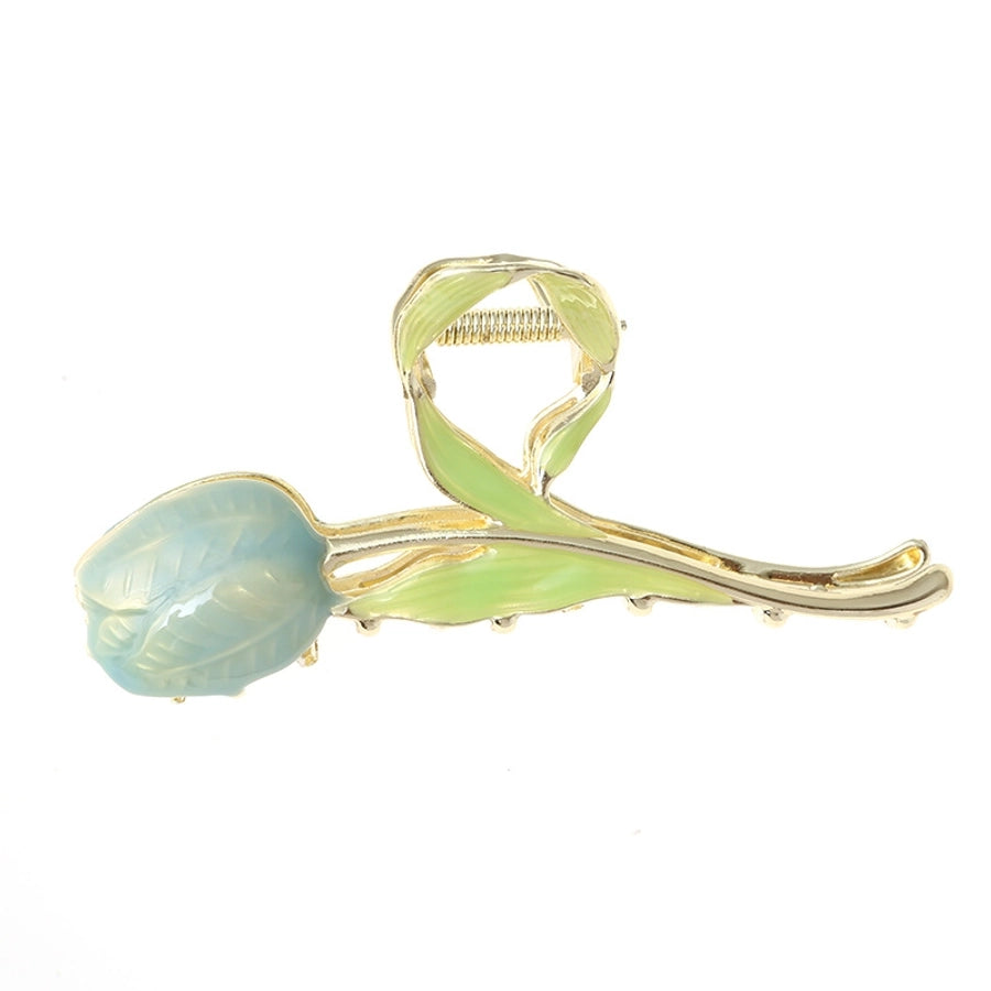 Small fresh tulip flower hairpin back head clip hair shark clip Japanese and Korean wind high-grade hair accessories women
