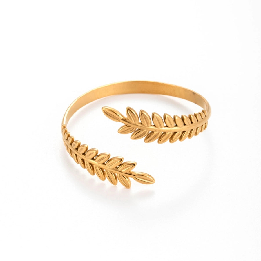 Vintage Style French Style Simple Style Leaf Heart Shape 304 Stainless Steel Bangle In Bulk