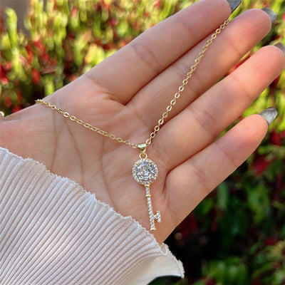 Copper 18K Gold Plated Inlay Portrait Cross Zircon Pendant Necklace