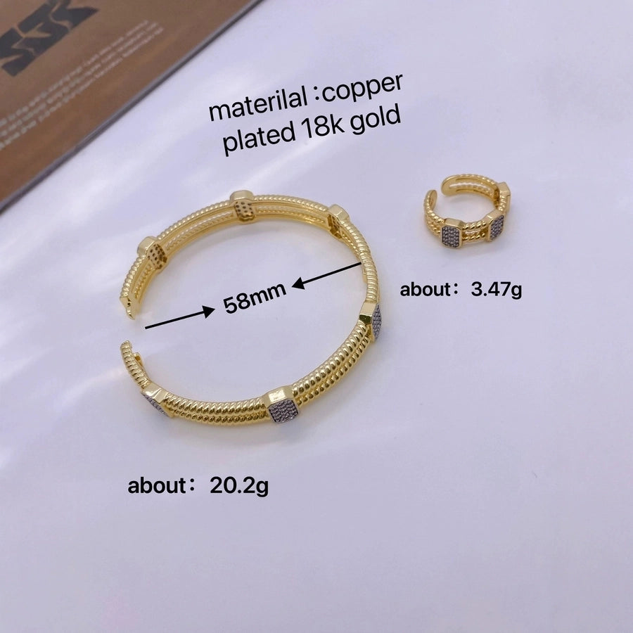 Jewelry Vintage Style Classic Style Geometric Copper Zircon Plating Rings Bracelets