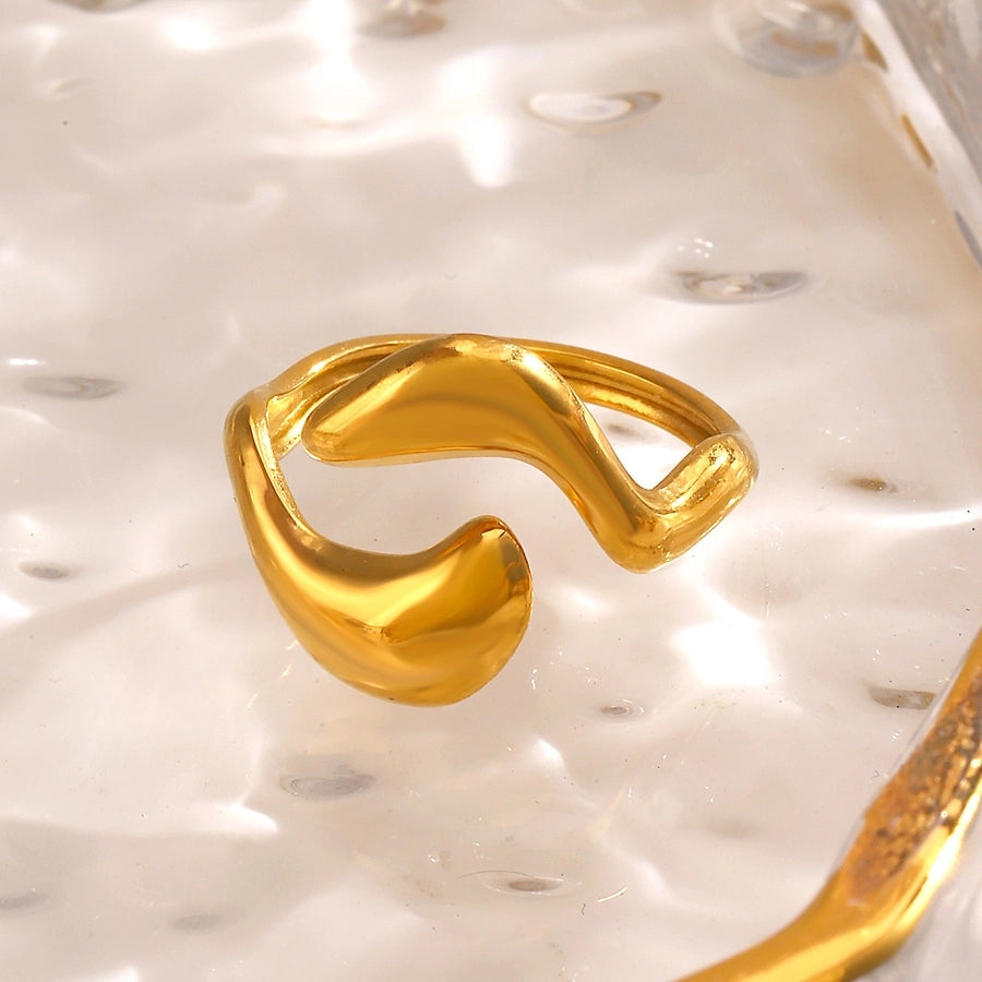 Jewelry Elegant Simple Style Irregular 304 Stainless Steel 18K Gold Plated Polishing Rings