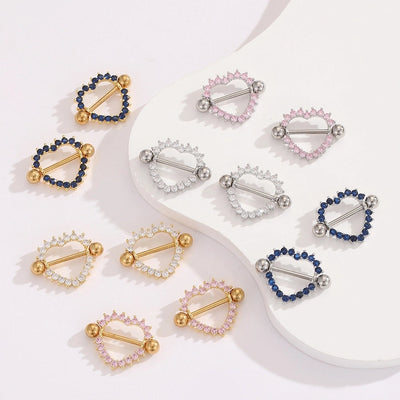 1 Pair Ear Cartilage Rings & Studs Modern Style Shiny Heart Shape 304 Stainless Steel Inlay Zircon Ear Cartilage Rings & Studs