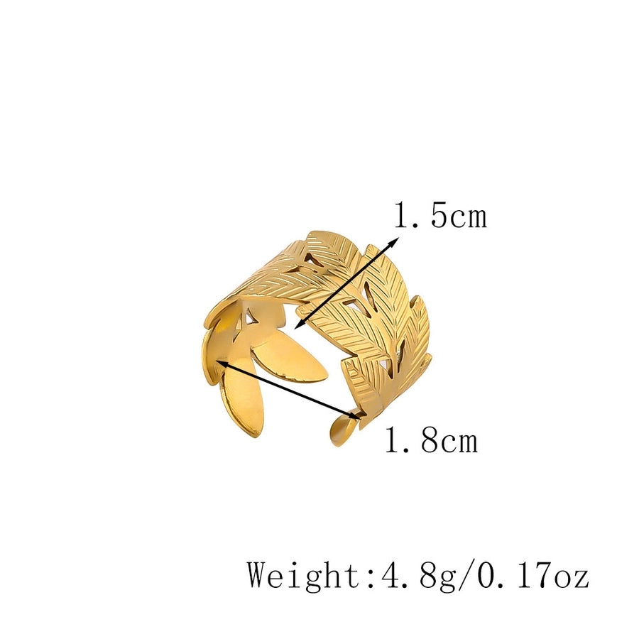 Jewelry Elegant Leaves Titanium Steel Open Rings