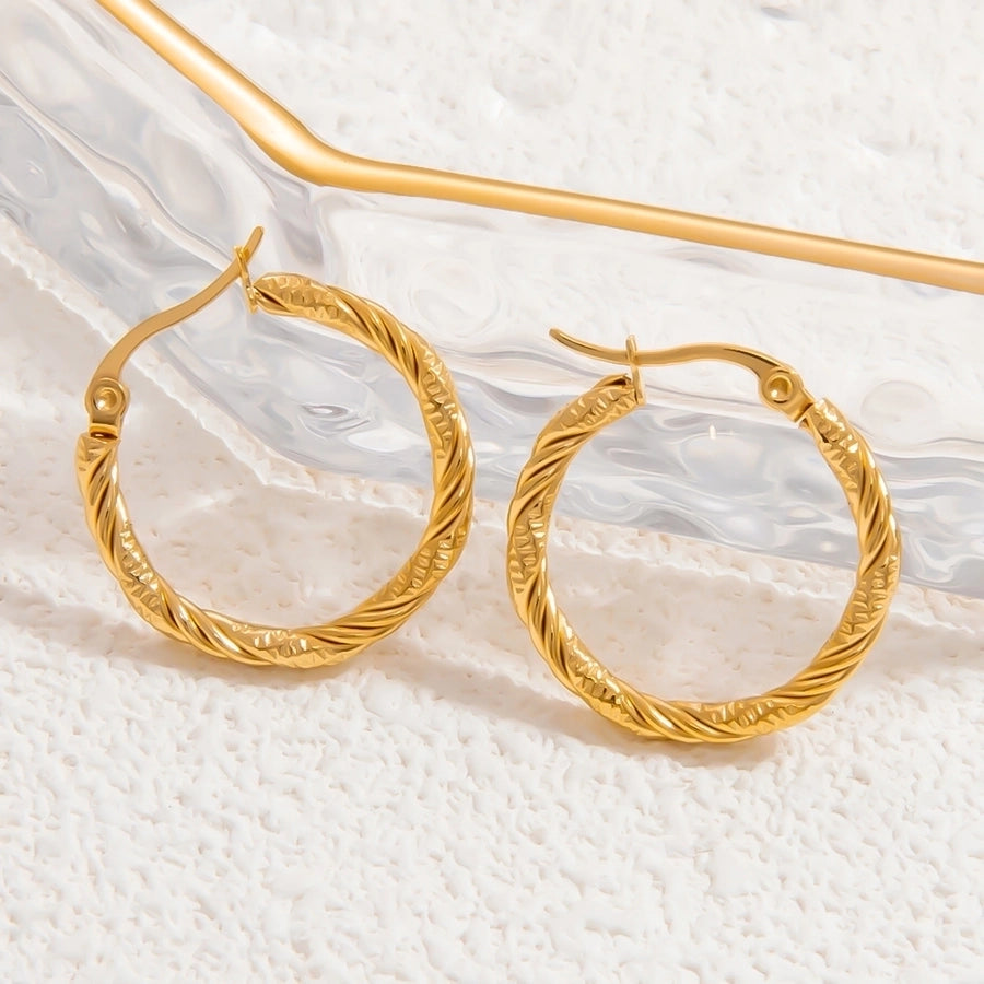 1 Pair Elegant Solid Color Plating Inlay 304 Stainless Steel Pearl 18K Gold Plated Earrings Ear Studs