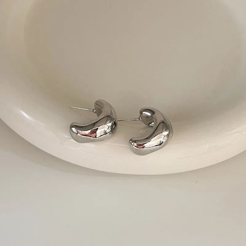 1 Pair Streetwear Geometric Heart Shape Plating Alloy Earrings