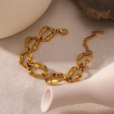 IG Style Classic Style Geometric 304 Stainless Steel 18K Gold Plated Bracelets In Bulk