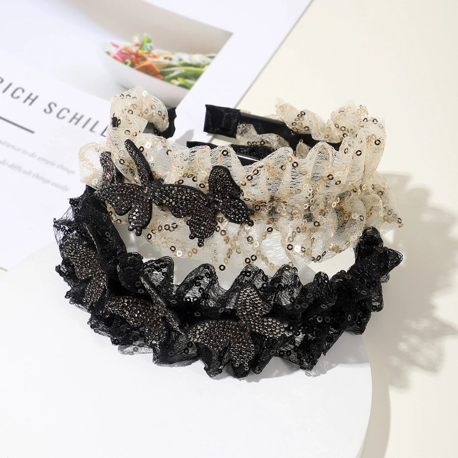 Women's Elegant Sweet Shiny Butterfly Gauze Inlay Artificial Rhinestones Hair Band