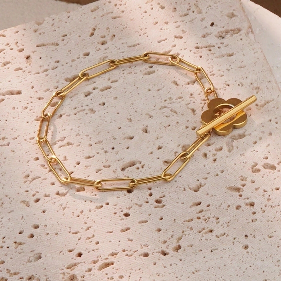 Jewelry Modern Style Simple Style Flower 304 Stainless Steel 18K Gold Plated Plating Bracelets Earrings Necklace