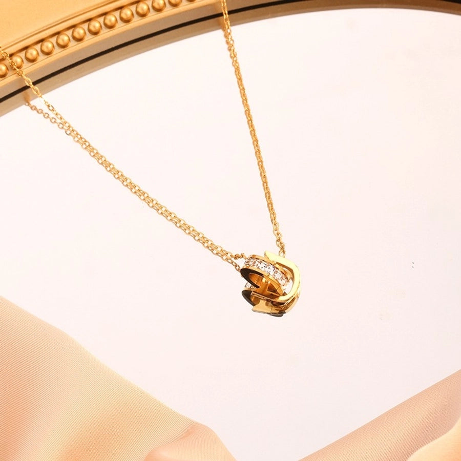 Jewelry Vacation Simple Style Commute Geometric 304 Stainless Steel Artificial Rhinestones 18K Gold Plated Plating Jewelry Set