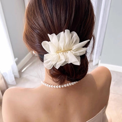 Super Fairy Elegant Chiffon Flower Hairpin Summer Back Head Ponda Tail Clip Headwear Advanced Sense Simple  Hair Accessories