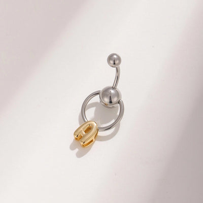 1 Piece Belly Rings Vacation Classic Style Round Letter 302 Stainless Steel Brass 18K Gold Plated Belly Rings