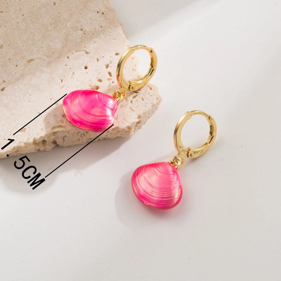 1 Pair Elegant Vacation Starfish Shell Copper 18K Gold Plated Drop Earrings