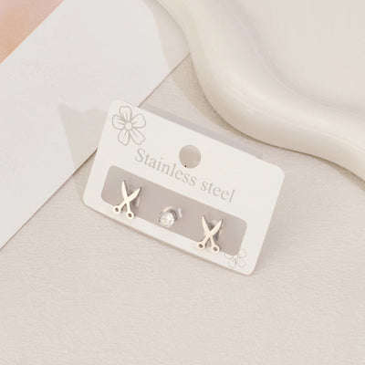 1 Set Sweet Simple Style Scissors Polishing 304 Stainless Steel 18K Gold Plated Ear Studs