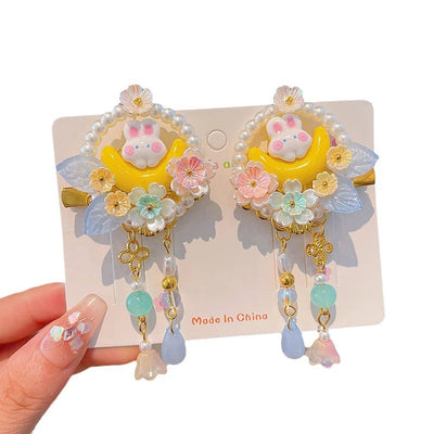 Kid'S Ethnic Style Flower Butterfly Arylic Resin Sequins Plating Artificial Pearls Hair Clip