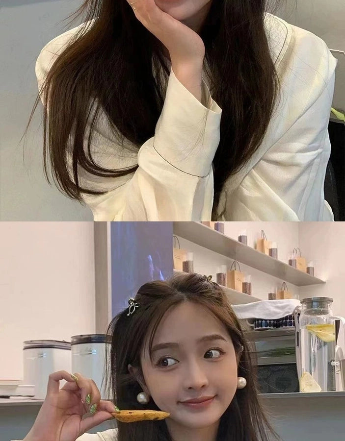 Go to windy places Liu Yifei Xu Hongdou with the same bow small grip Princess head metal bangs hairpin female