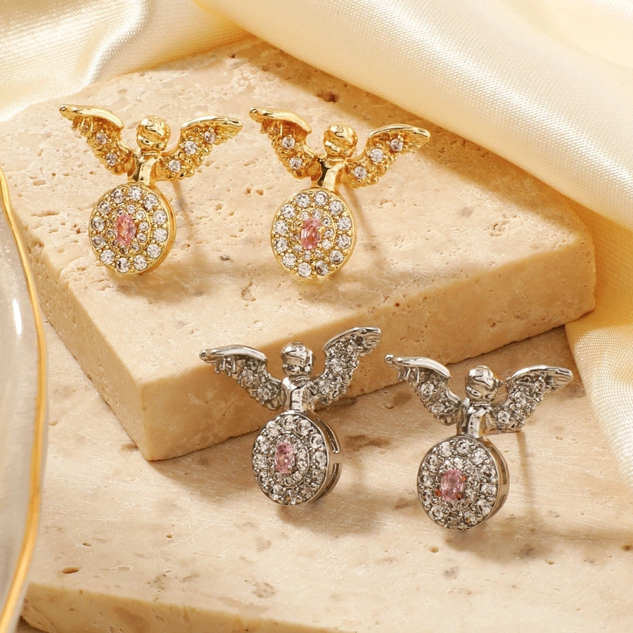 1 Pair Elegant Glam Shiny Geometric Inlay Copper Zircon K Gold Plated Rhodium Plated Drop Earrings