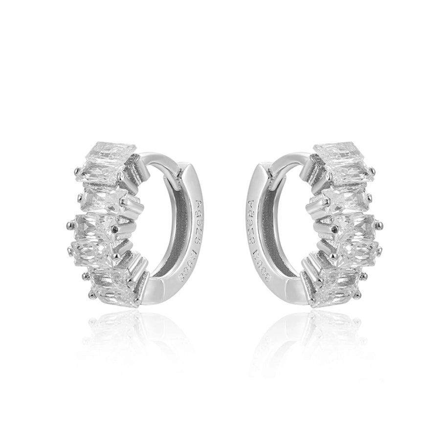 1 Pair Elegant Cute Shiny Geometric Copper Zircon 24K Gold Plated Hoop Earrings