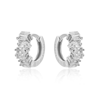 1 Pair Elegant Cute Shiny Geometric Copper Zircon 24K Gold Plated Hoop Earrings