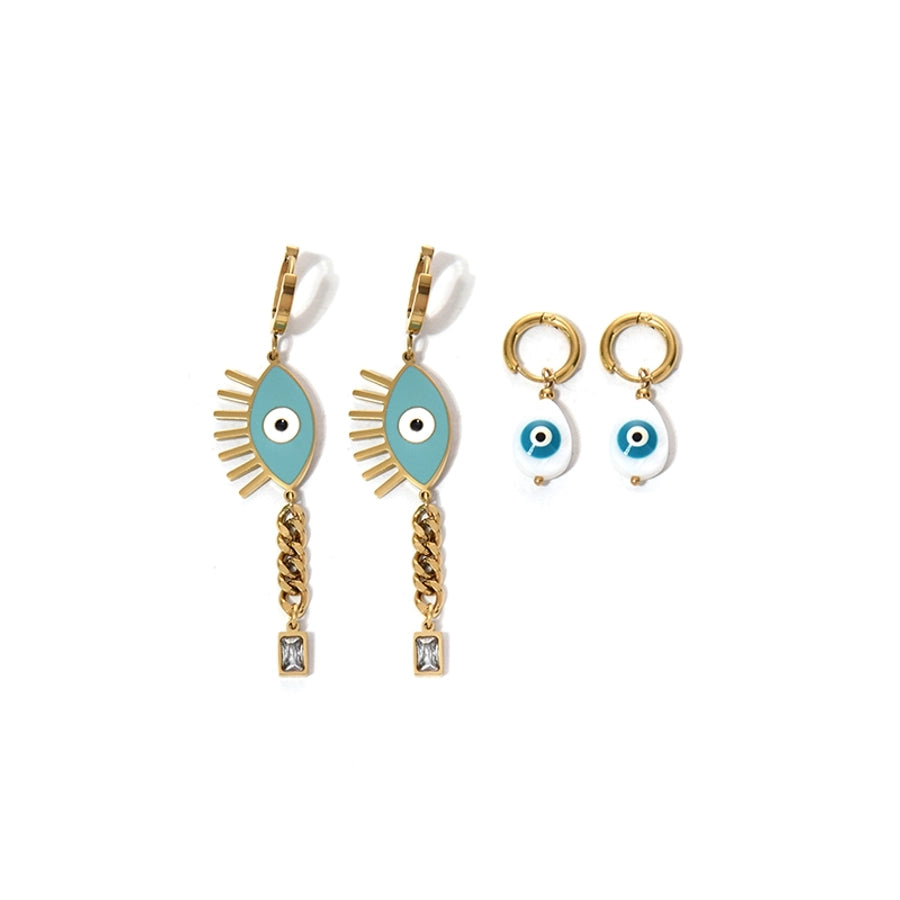 1 Pair Casual Funny Devil's Eye Plating 304 Stainless Steel 14K Gold Plated Drop Earrings