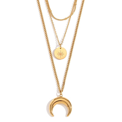 Jewelry Casual Simple Style Star Moon 304 Stainless Steel Titanium Steel 18K Gold Plated Bracelets Necklace