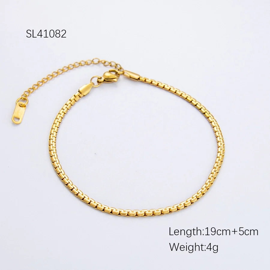 Casual Simple Style Solid Color 304 Stainless Steel Bracelets In Bulk