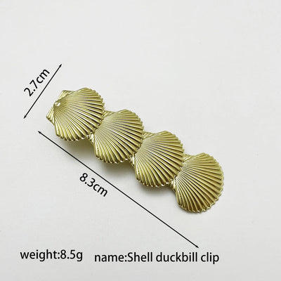 Women's Casual Marine Style Shell Metal Inlay Pearl Hair Clip