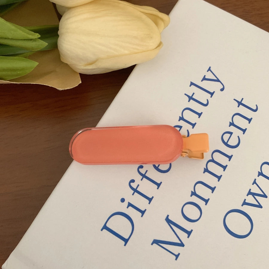 Women's Cute Sweet Korean Style Oval Plastic Resin Handmade Hair Clip