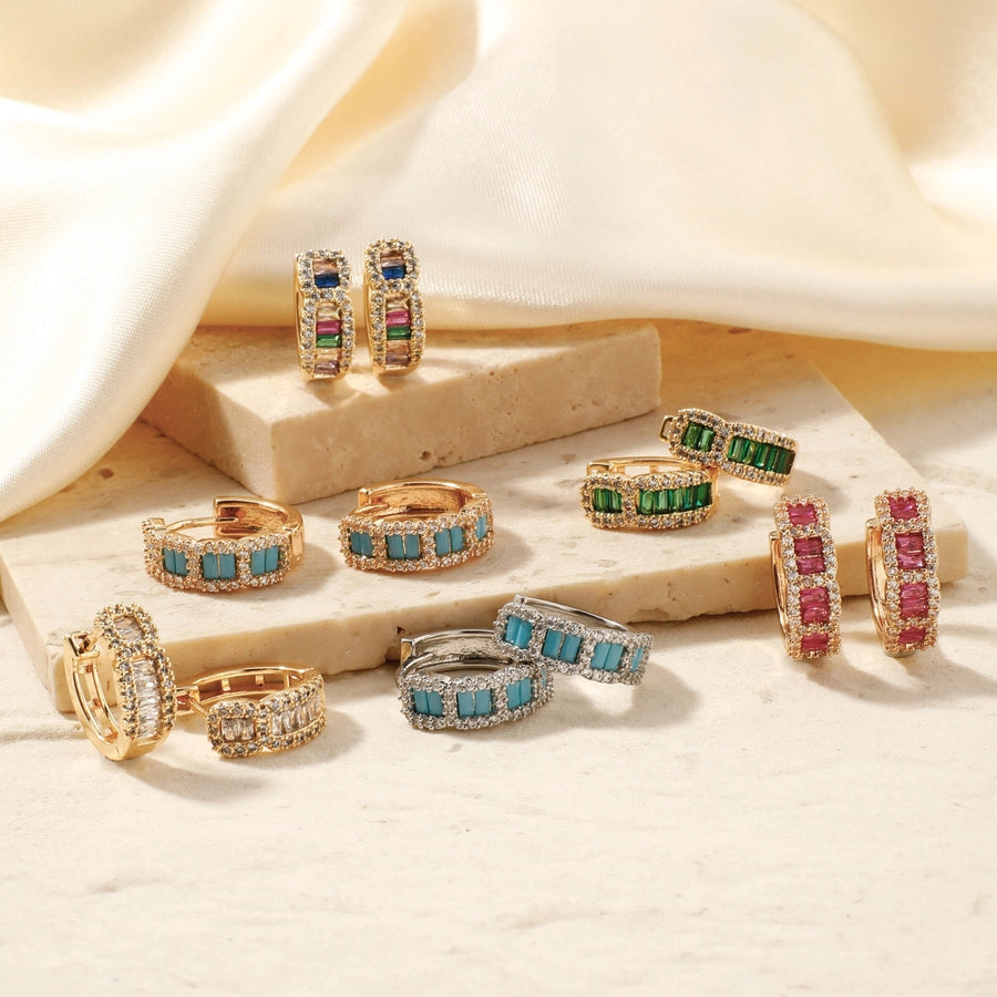 1 Pair Elegant Streetwear Shiny Geometric Inlay Copper Zircon K Gold Plated Rhodium Plated Earrings