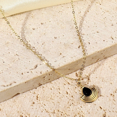 Jewelry Vintage Style French Style Simple Style Geometric Titanium Steel Natural Stone 14K Gold Plated Plating Pendant Necklace