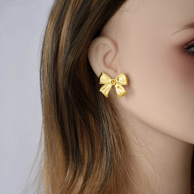 1 Pair Sweet Simple Style Bow Knot 304 Stainless Steel 18K Gold Plated Ear Studs