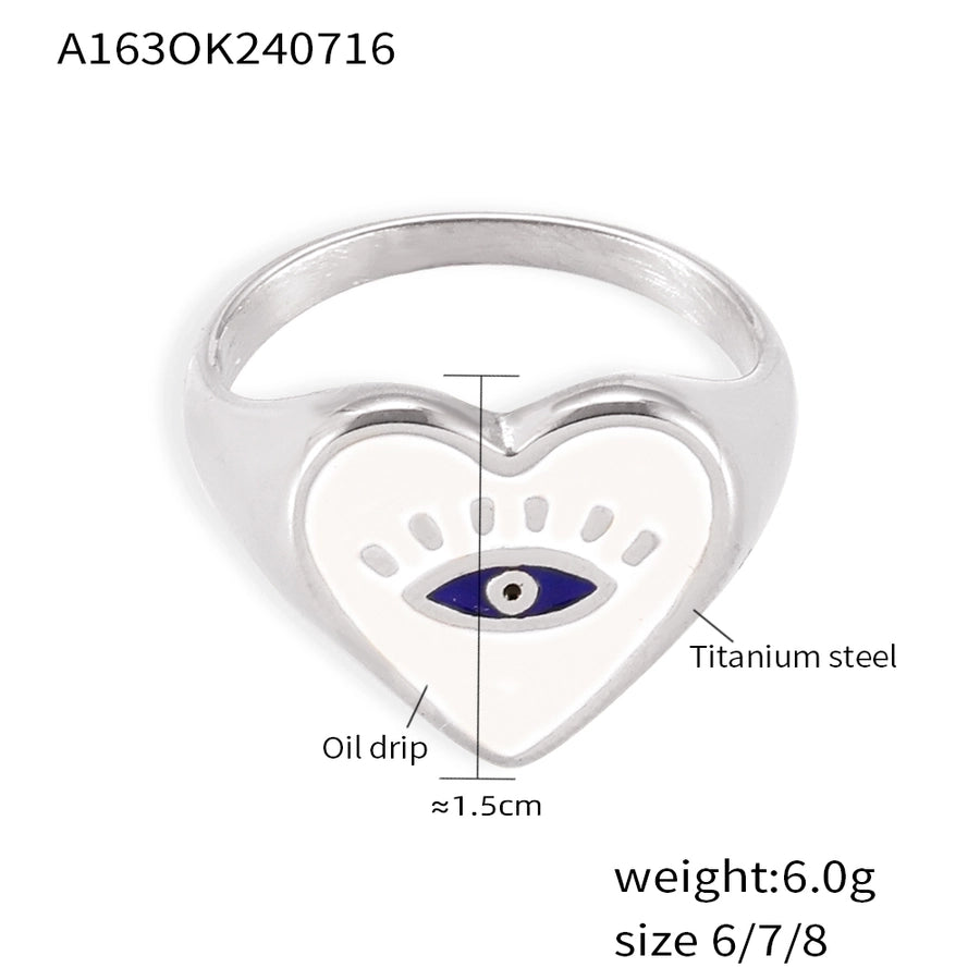 Jewelry Casual Luxurious Modern Style Devil's Eye Titanium Steel 18K Gold Plated Enamel Plating Rings