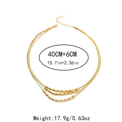 Jewelry Elegant Lady Geometric 304 Stainless Steel Zircon 14K Gold Plated Plating Three Layer Necklace Necklace