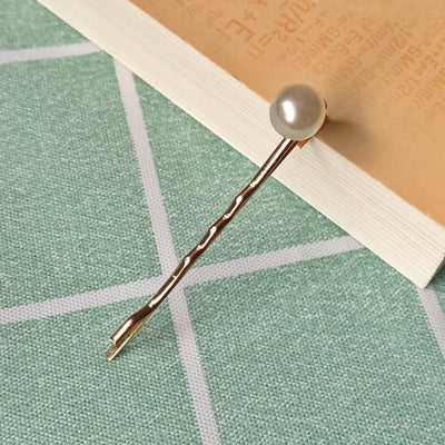 simple style moon flower metal plating artificial pearls rhinestones hair clip 1 piece