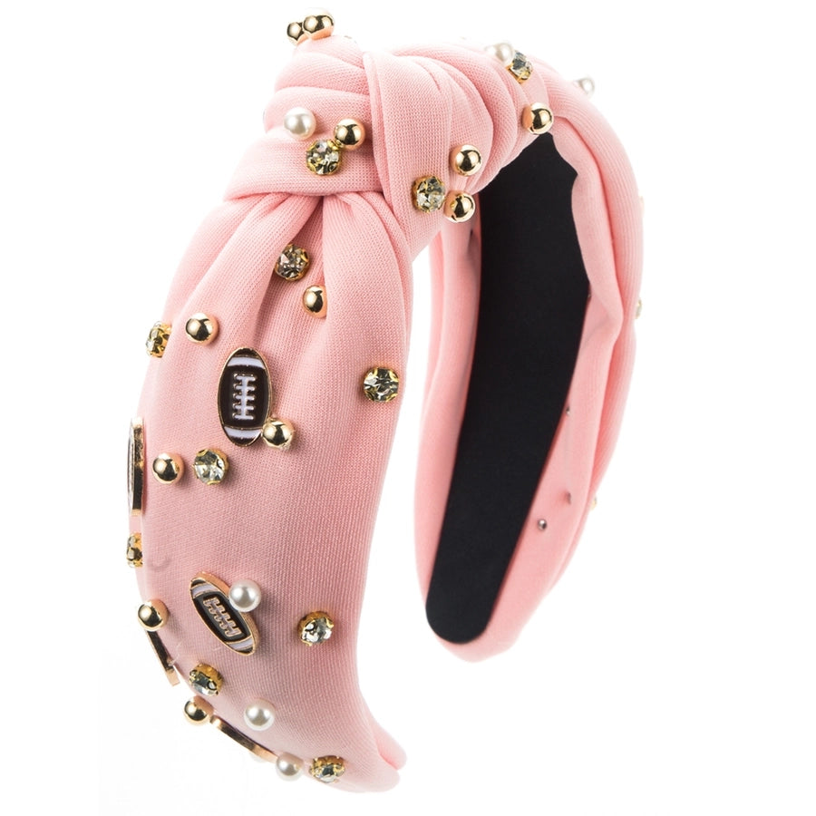 Women's Casual Baroque Style Rugby Knot Alloy Cloth Inlay Rhinestones Pearl Hair Band
