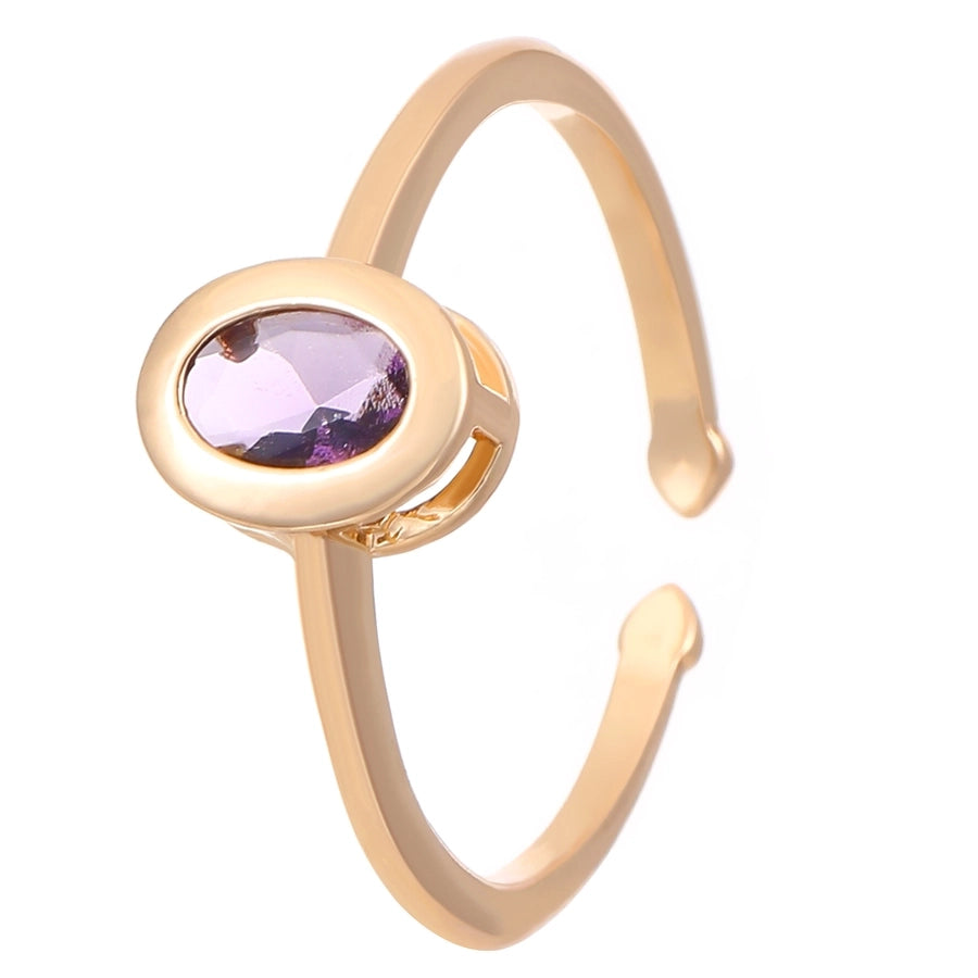 Copper Inlay Geometric Heart Shape Zircon Open Rings