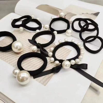 Women's Elegant Geometric Artificial Pearl Elastic string Hair Tie