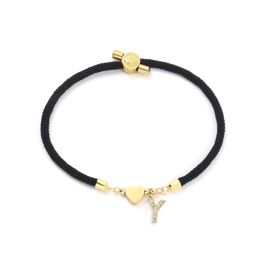 Simple Style Classic Style Letter 304 Stainless Steel Nylon Copper Zircon Bracelets In Bulk