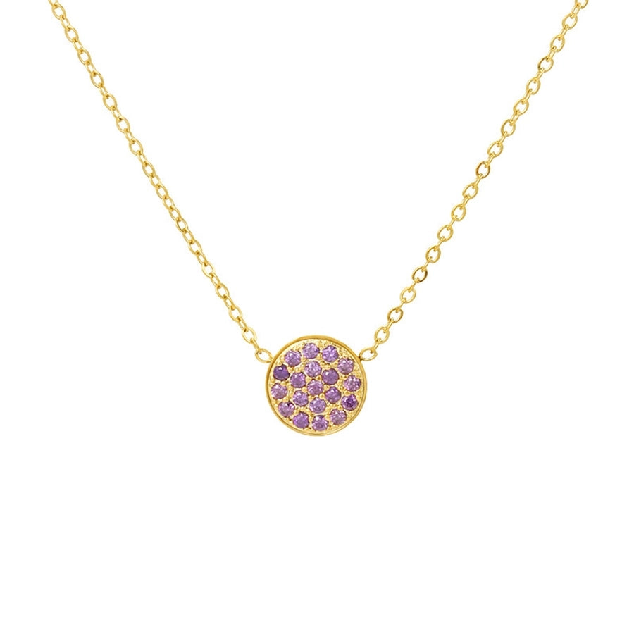 Jewelry IG Style Simple Style Round 304 Stainless Steel Zircon 14K Gold Plated Inlay Necklace